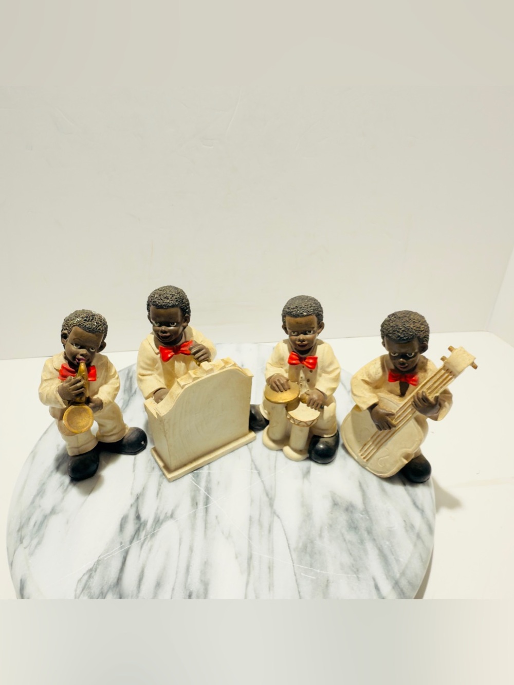 4 pc White Suit Boy Band African American Black Jazz Blues Musicians Ethnic